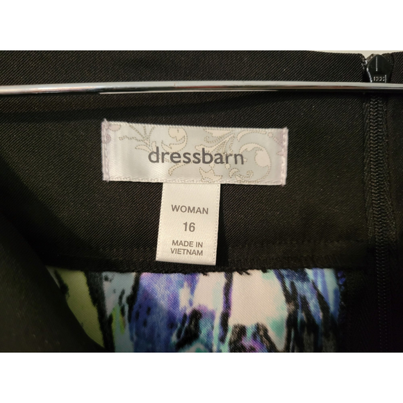 Y2K Dressbarn Women's Sleeveless Multi-Colored Black Collared Dress Size 16 - Picture 3 of 7